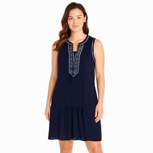 Fleur Bleue Embroidered Midi Dress 10 Sleeveless Boho Gardencore Feminine Chic
